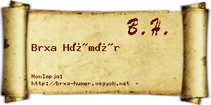 Brxa Hümér névjegykártya